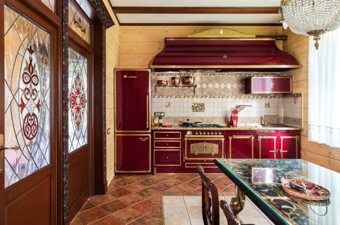 Ensemble de cuisine rouge classique