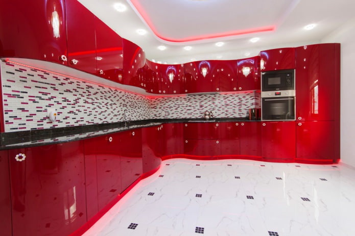 ensemble de cuisine d'angle brillant