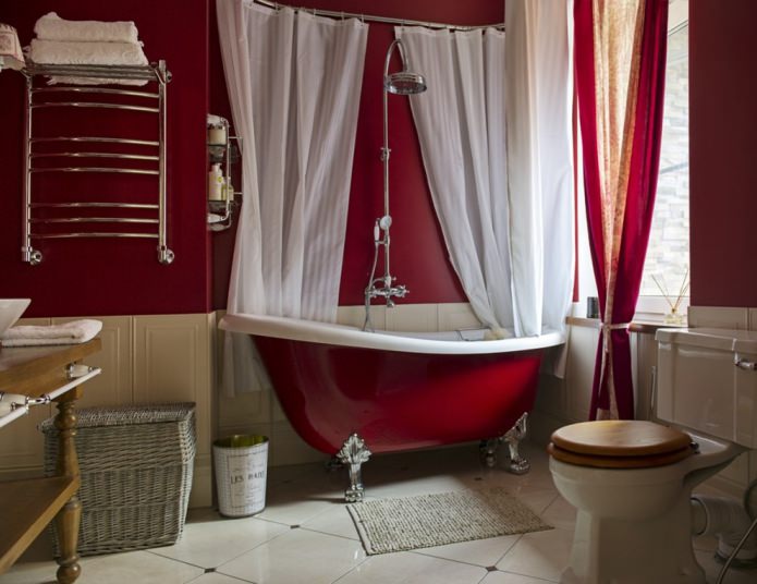 baignoire rouge