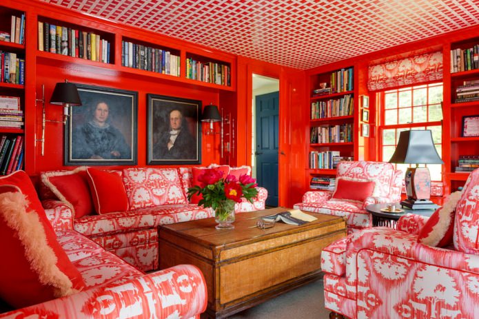 Stores romains à motif rouge et blanc