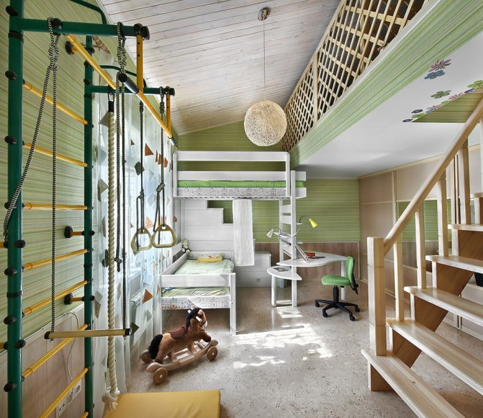 Chambre d'enfant avec complexe sportif