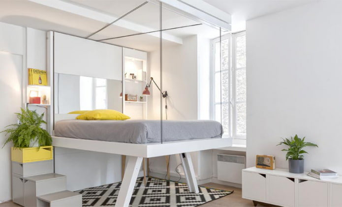 Lit mobile sous le plafond