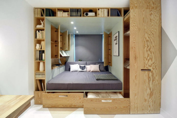 placer un lit podium à l'intérieur