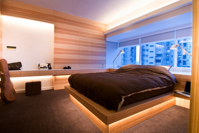 conception de lit podium à l'intérieur
