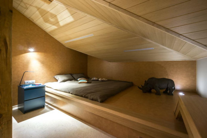conception de lit podium à l'intérieur