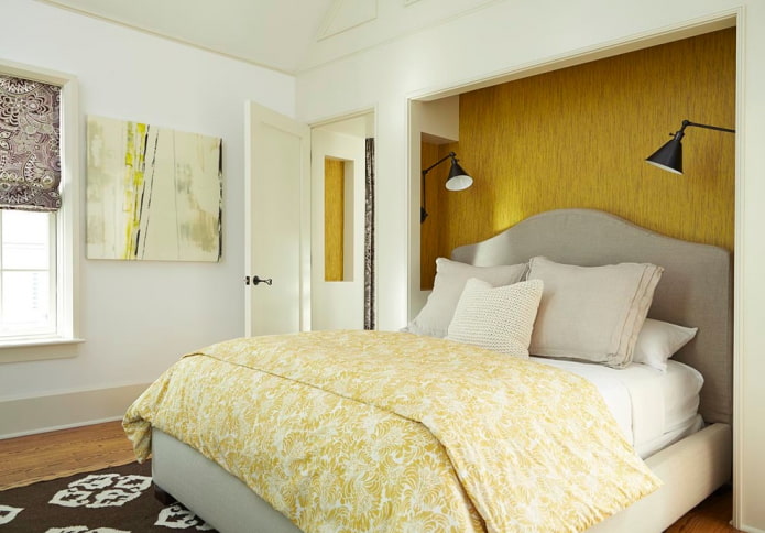 niche en plaques de plâtre avec un lit à l'intérieur
