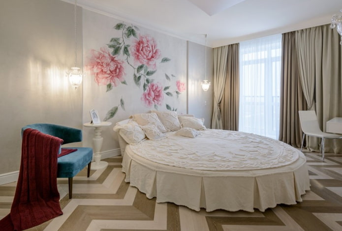 Lit rond dans la chambre