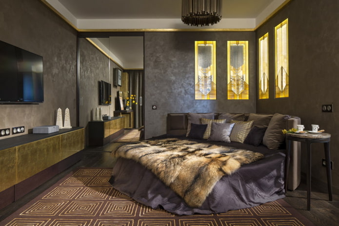 Lit rond dans la chambre