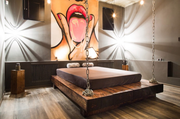 Lit en bois style loft