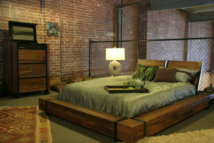 Lit en bois style loft
