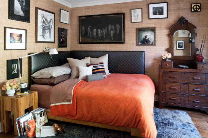 lit d'angle avec un dossier souple à l'intérieur