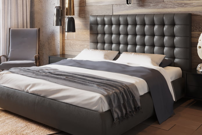 lit avec tête de lit matelassée à l'intérieur