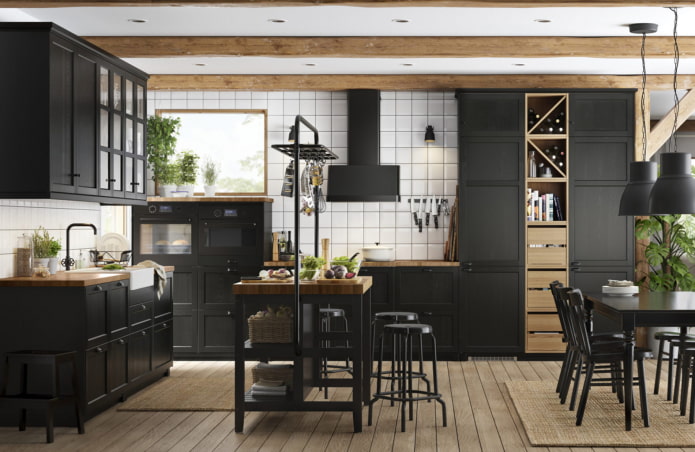 cuisine en bois noir