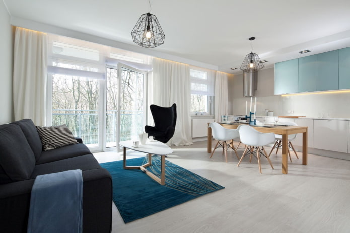 Cuisine-salon de style minimaliste