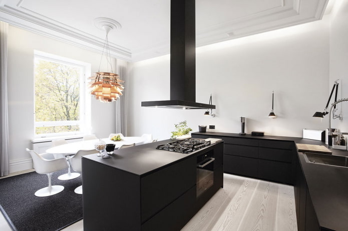 Cuisine avec îlot central minimaliste