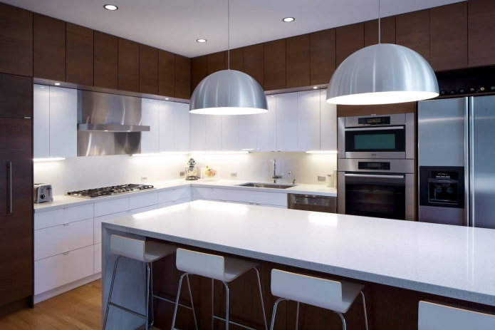 Éclairage intérieur de cuisine de style moderne