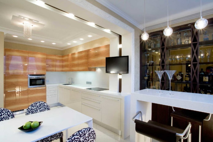 Éclairage intérieur de cuisine de style moderne