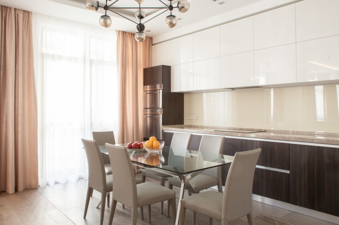 textiles dans l'intérieur de la cuisine dans le style moderne