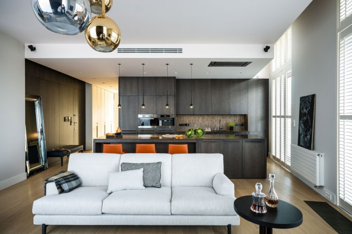 intérieur de cuisine-salon moderne