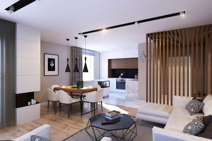 intérieur de cuisine-salon moderne