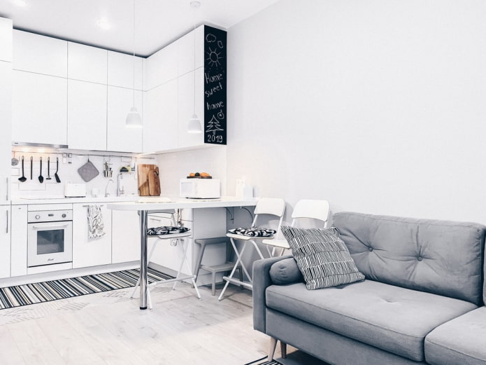 Conception de cuisine-salon de style scandinave