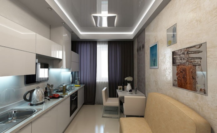 conception de la cuisine-salon de style high-tech