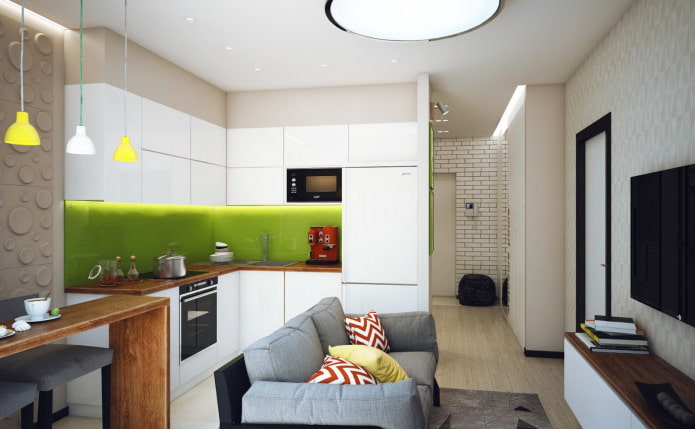 Conception de cuisine-salon de style moderne