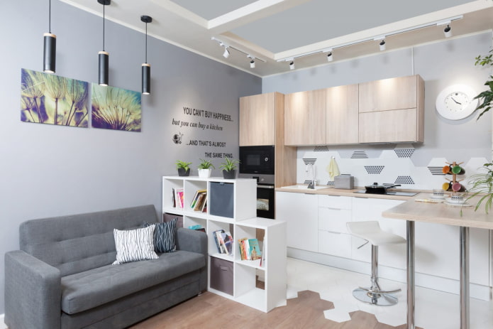 zonage d'une cuisine-salon de 15 m²