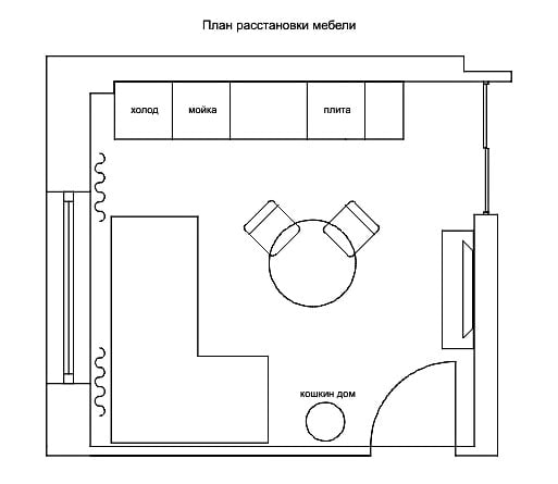 cuisine-salon carrée de 16 m²