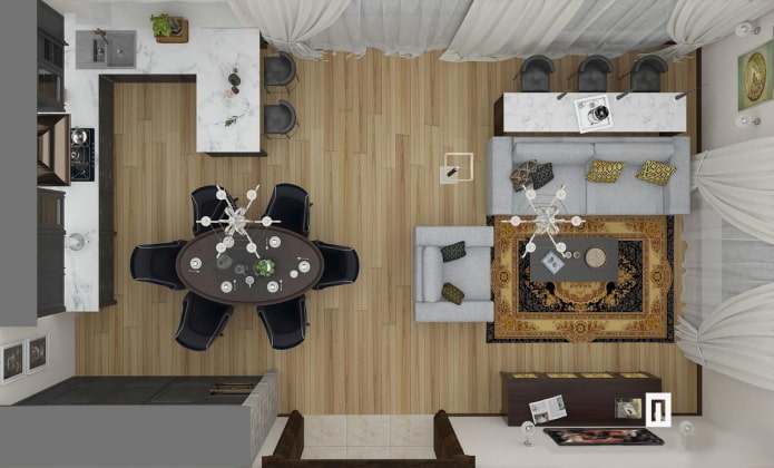 Agencement de la cuisine-salon