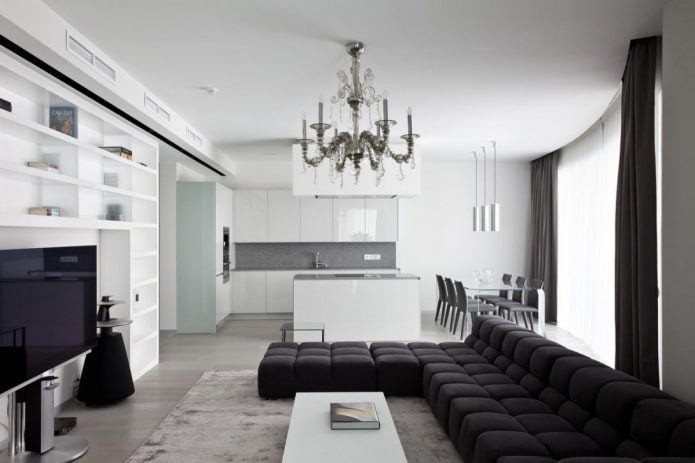 Aménagement cuisine-salon minimaliste