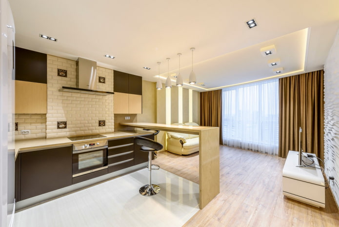 aménagement intérieur cuisine-salon