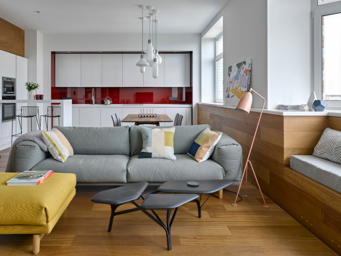 Disposition des meubles à l'intérieur de la cuisine-salon