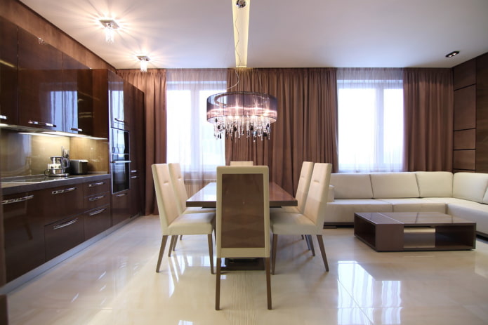 intérieur d'une cuisine-salon de style moderne