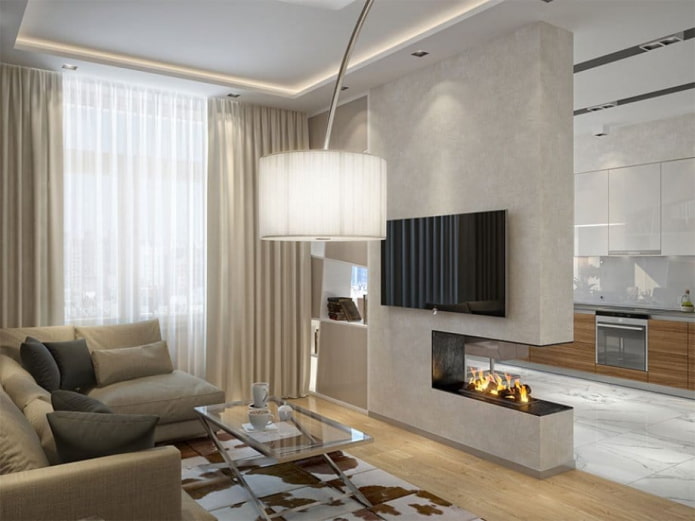 aménagement intérieur cuisine-salon