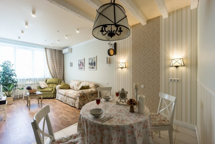 Zonage de la cuisine-salon de style provençal