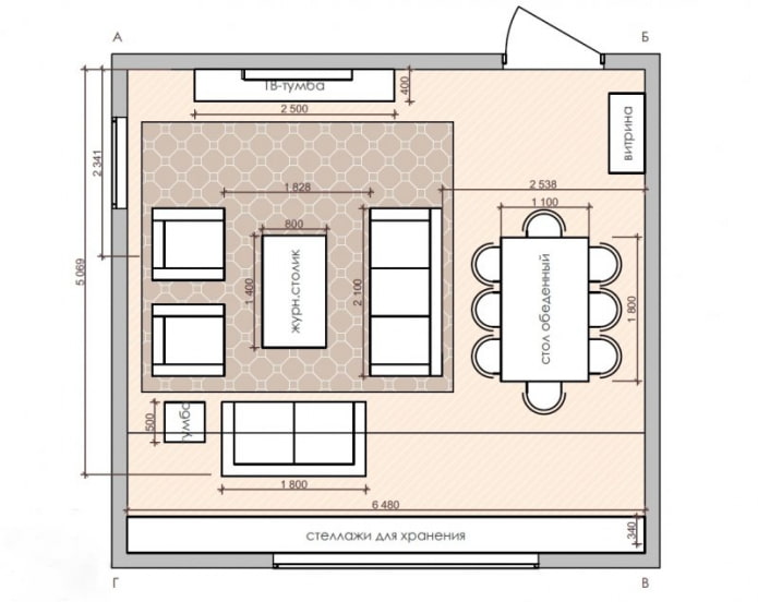 plan cuisine-salon carré