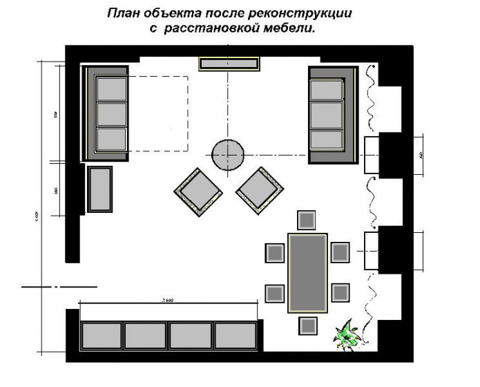 plan cuisine-salon carré