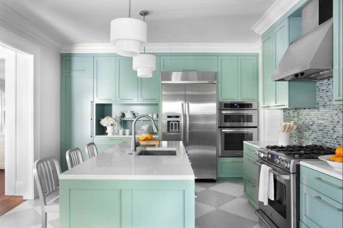 cuisine spacieuse couleur menthe