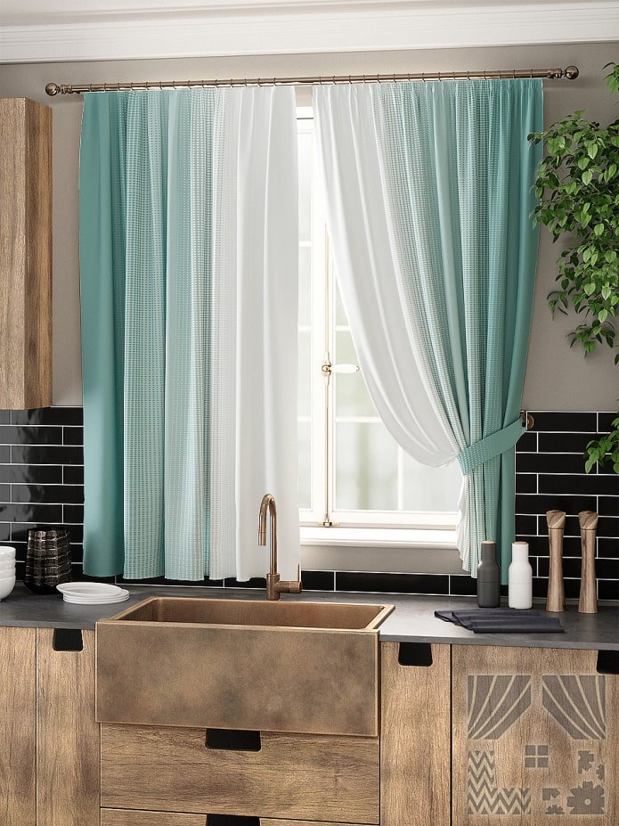 Rideaux de cuisine menthe
