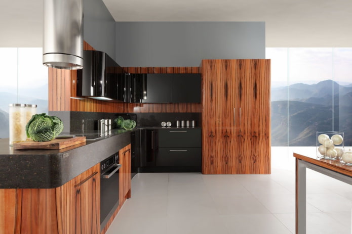 bois rouge dans la cuisine
