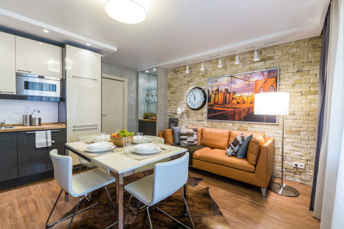 canapé dans une cuisine de style loft