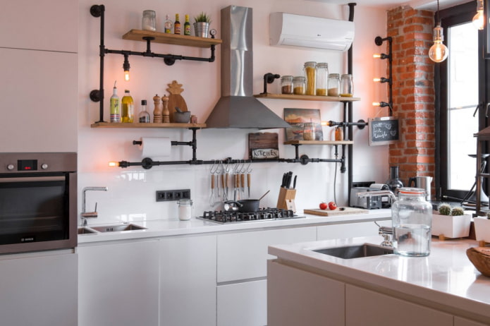 cuisine blanche de style loft