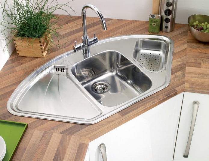 évier pour meuble d'angle