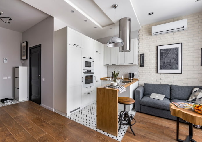 meuble de cuisine d'angle à l'intérieur