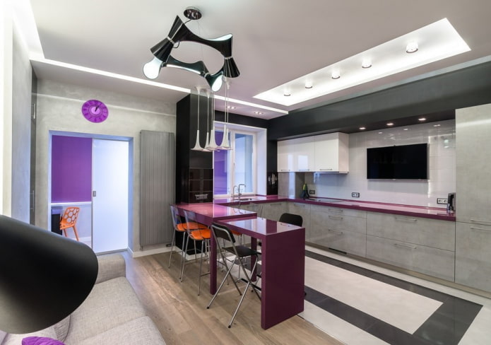 Aménagement intérieur d'un studio de cuisine de style high-tech