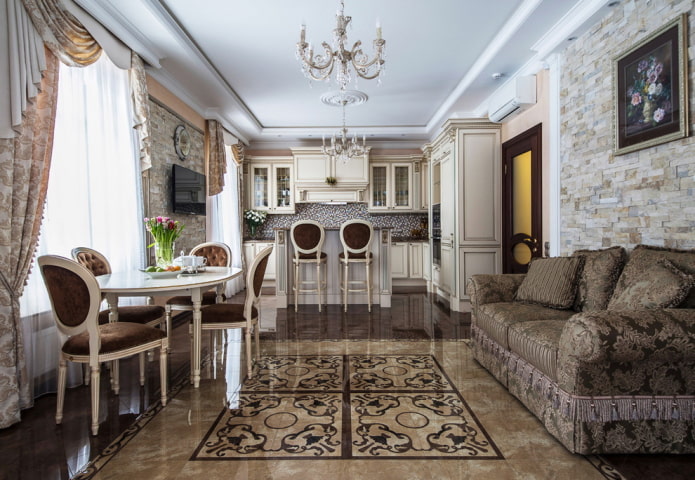 Aménagement intérieur d'un studio de cuisine de style classique