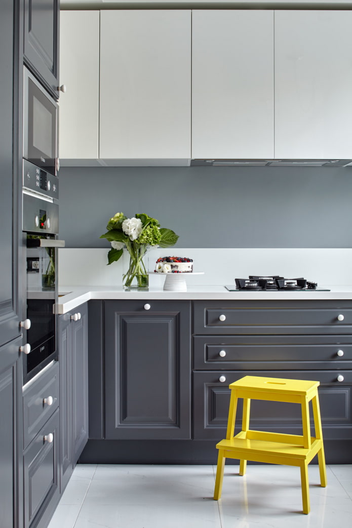 Ensemble de cuisine gris et blanc