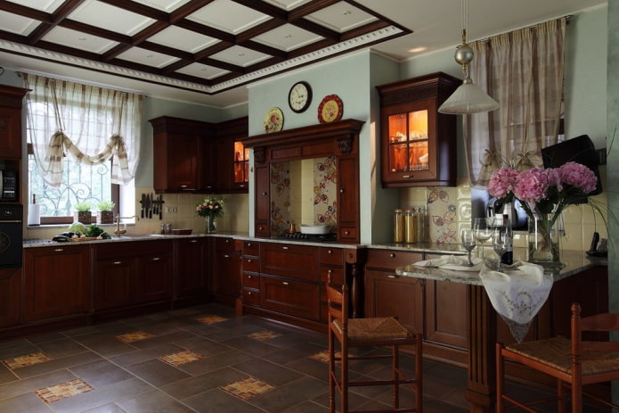 décoration et éclairage de l'espace cuisine de style anglais
