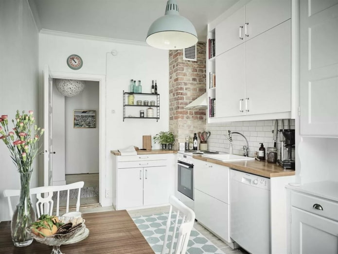 Cuisine d'angle de style scandinave